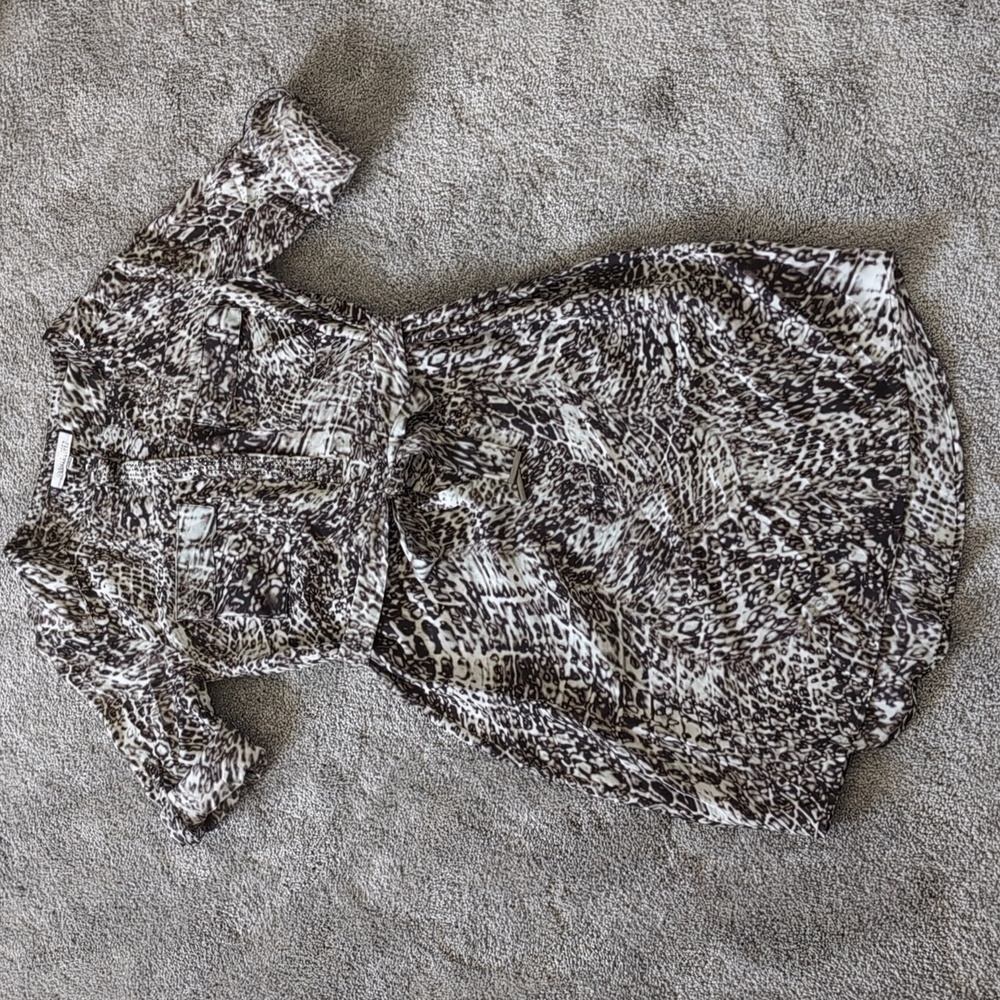 Animal Print Long Sleeve Shirt Dress